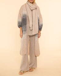 Mohair Coat Ombre | Grey Beige