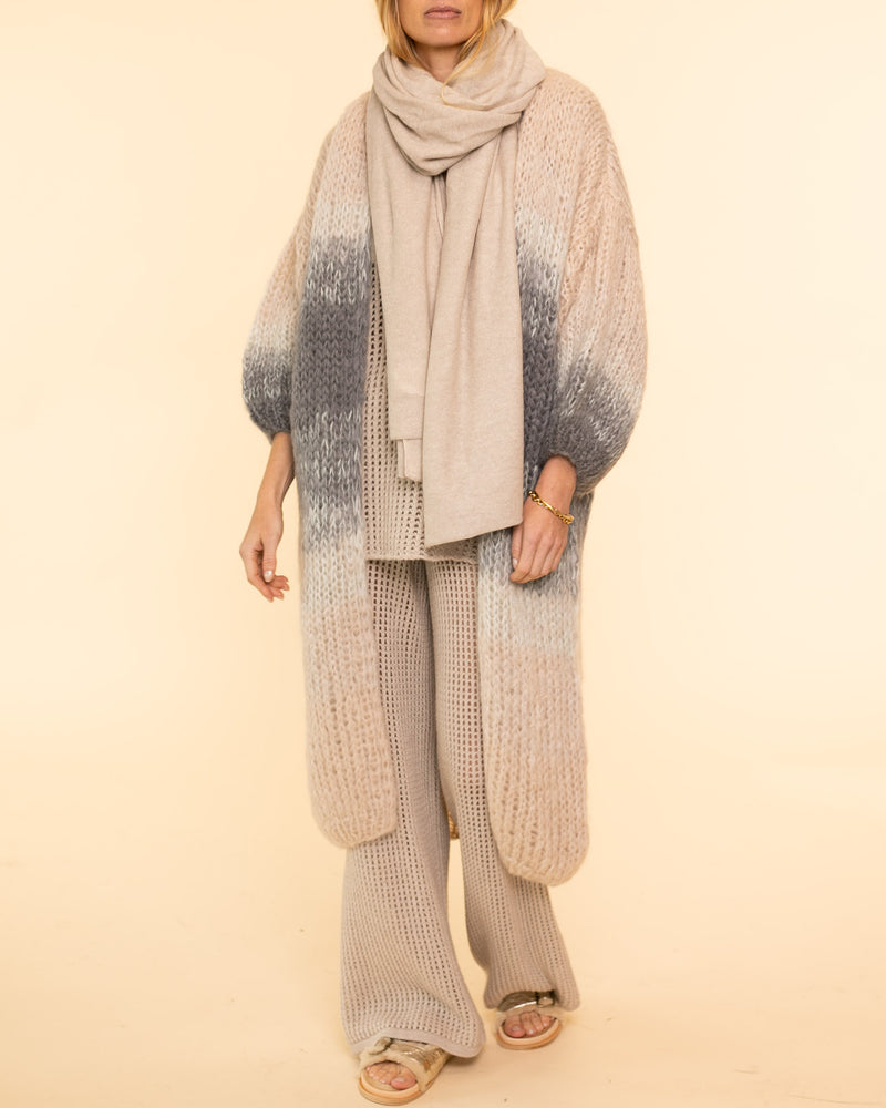 Mohair Coat Ombre | Grey Beige