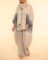 Mohair Coat Ombre | Grey Beige