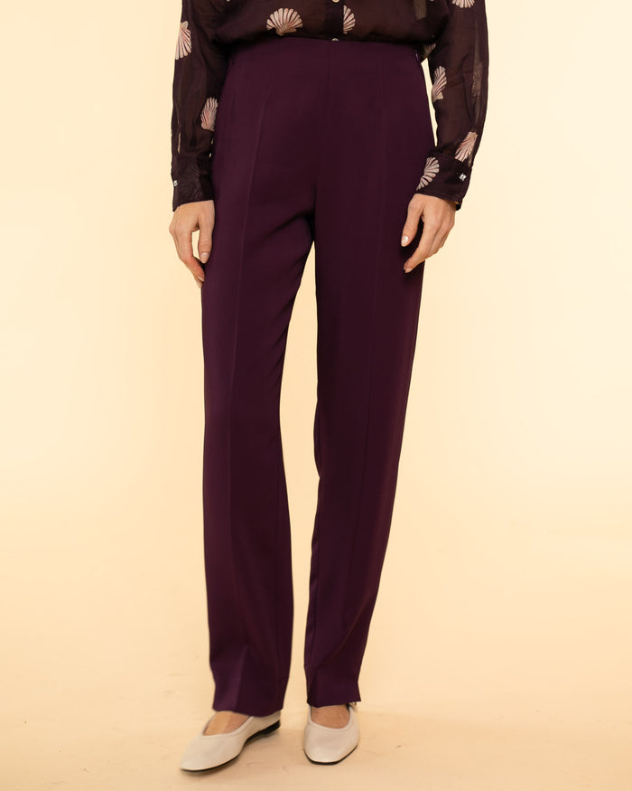 Stretch Cady Crepe High Waist Pant | Ruby