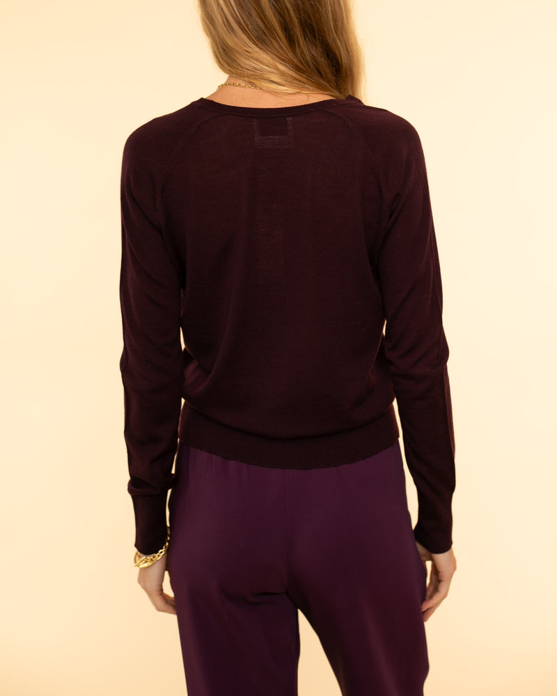 Superfine Merinos V-neck Sweater | Ruby