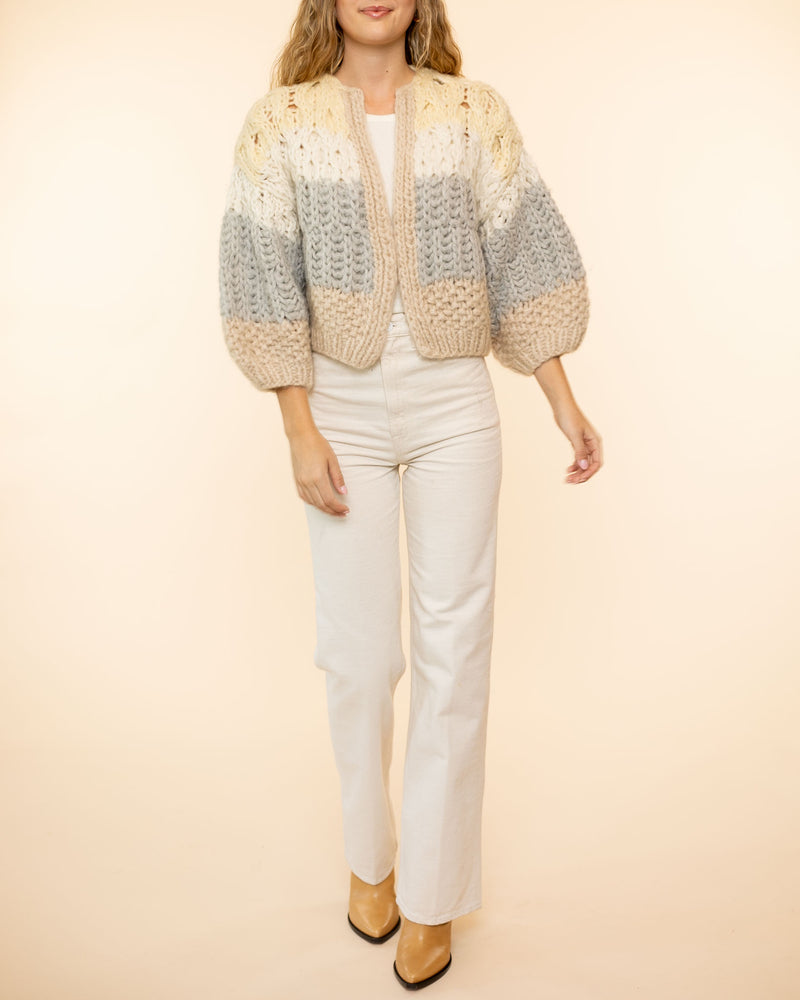 Cashmere Mixed Pattern Bomber Cardigan | Muted Structures