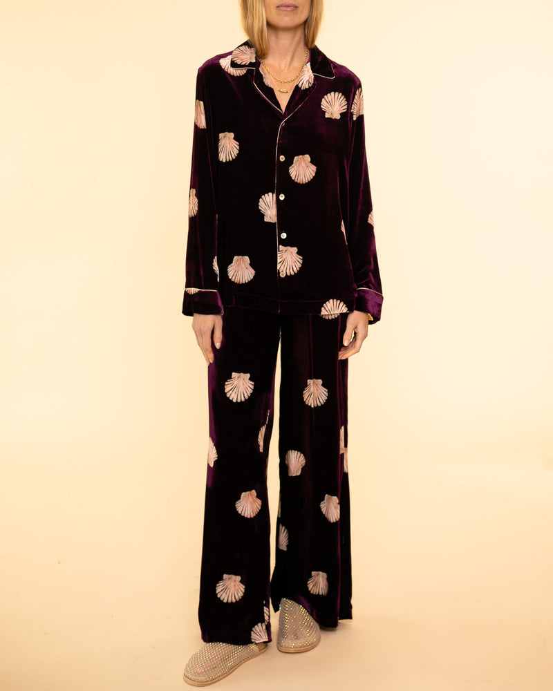 Mother of Pearl Print Velvet Pants | Ruby