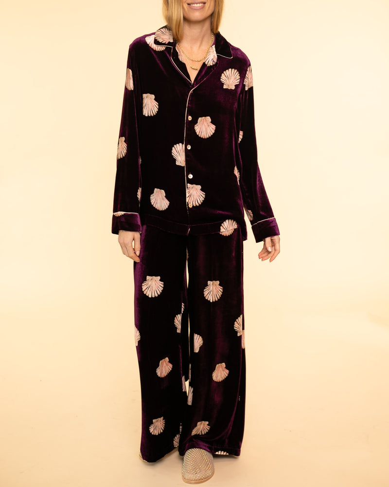 Mother of Pearl Print Velvet Pants | Ruby