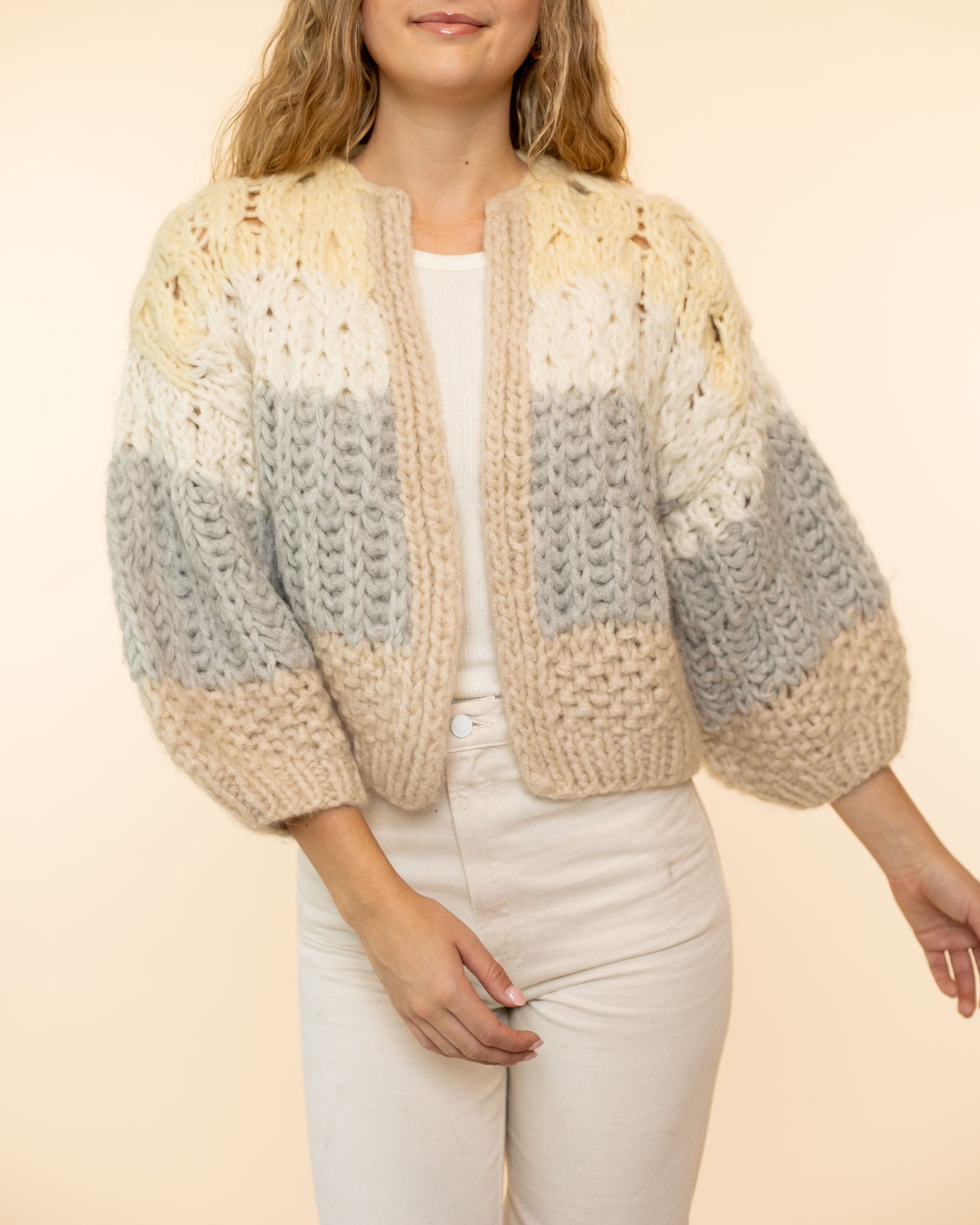 Cashmere Mixed Pattern Bomber Cardigan | Muted Structures