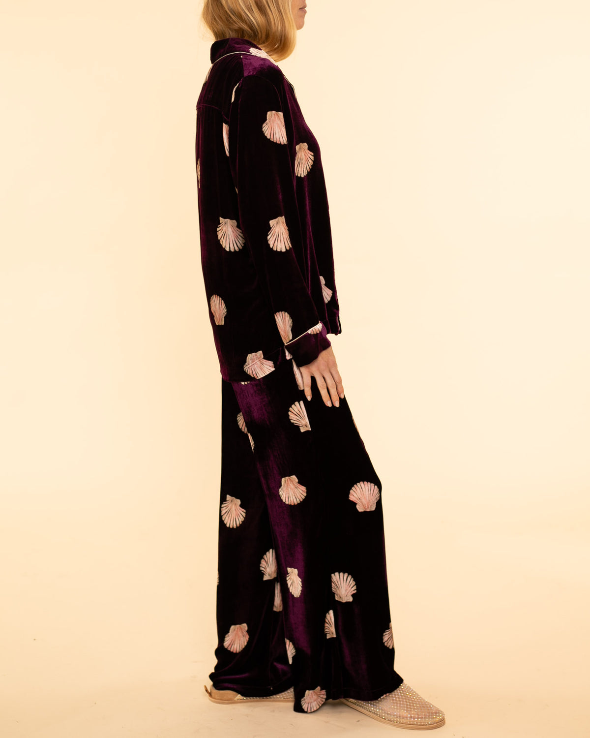 Mother of Pearl Print Velvet Pants | Ruby