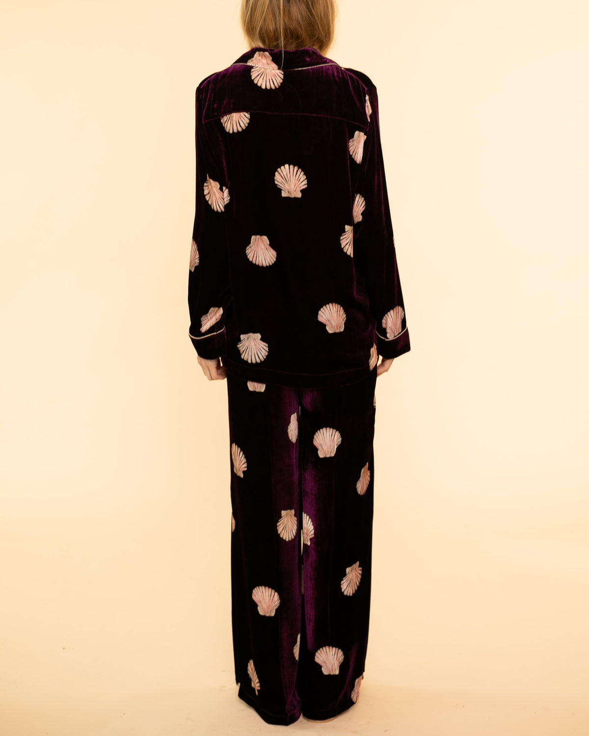 Mother of Pearl Velvet Pajama Shirt | Ruby