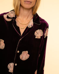 Mother of Pearl Velvet Pajama Shirt | Ruby