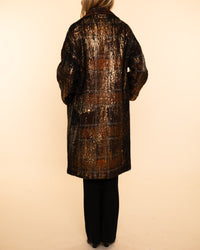 Mohair Wool Fabric Rever Coat | Base Arancio + Lamina Bronzo