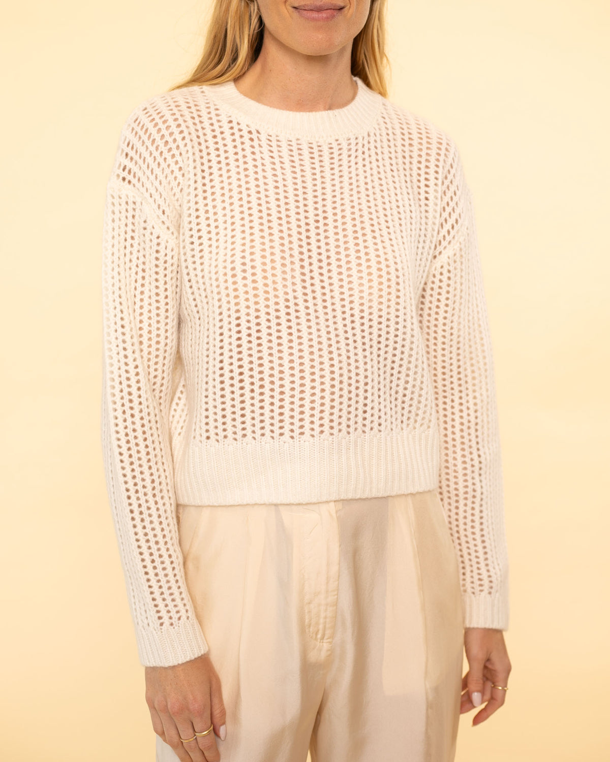 Marci Long Relaxed Crewneck | Gardenia