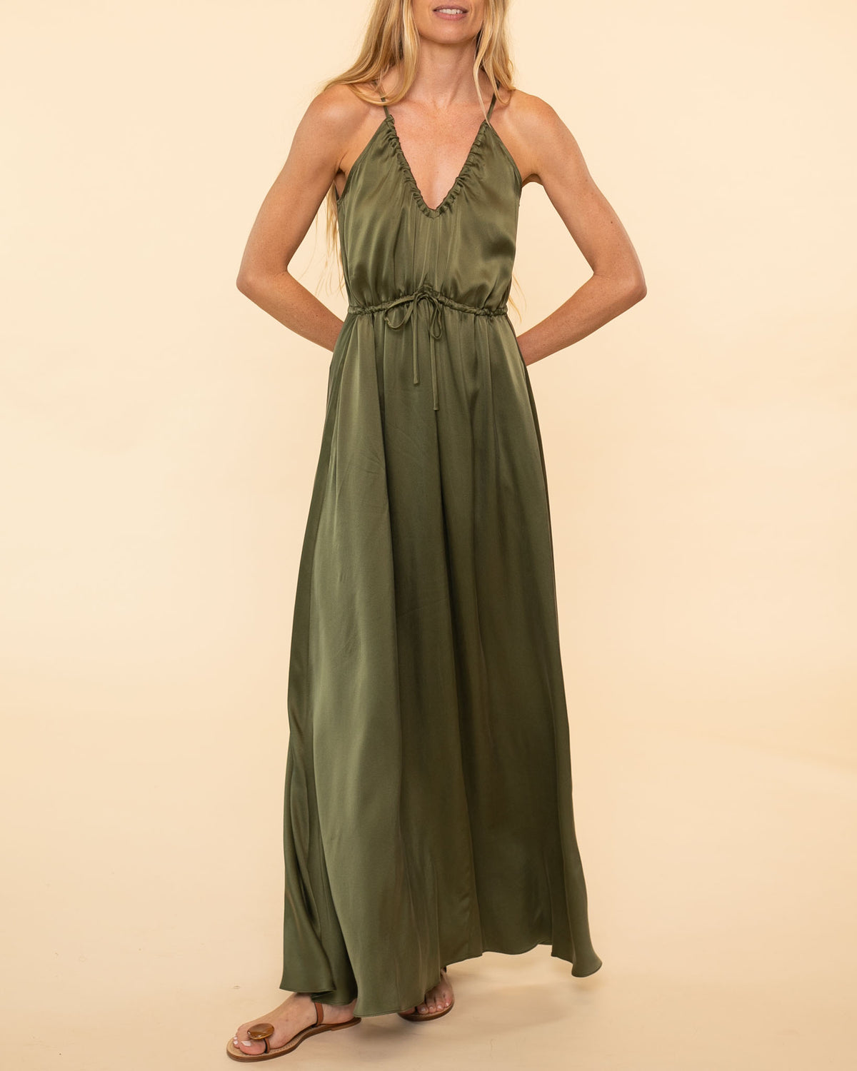 Claude V-Neck Maxi Dress | Olive