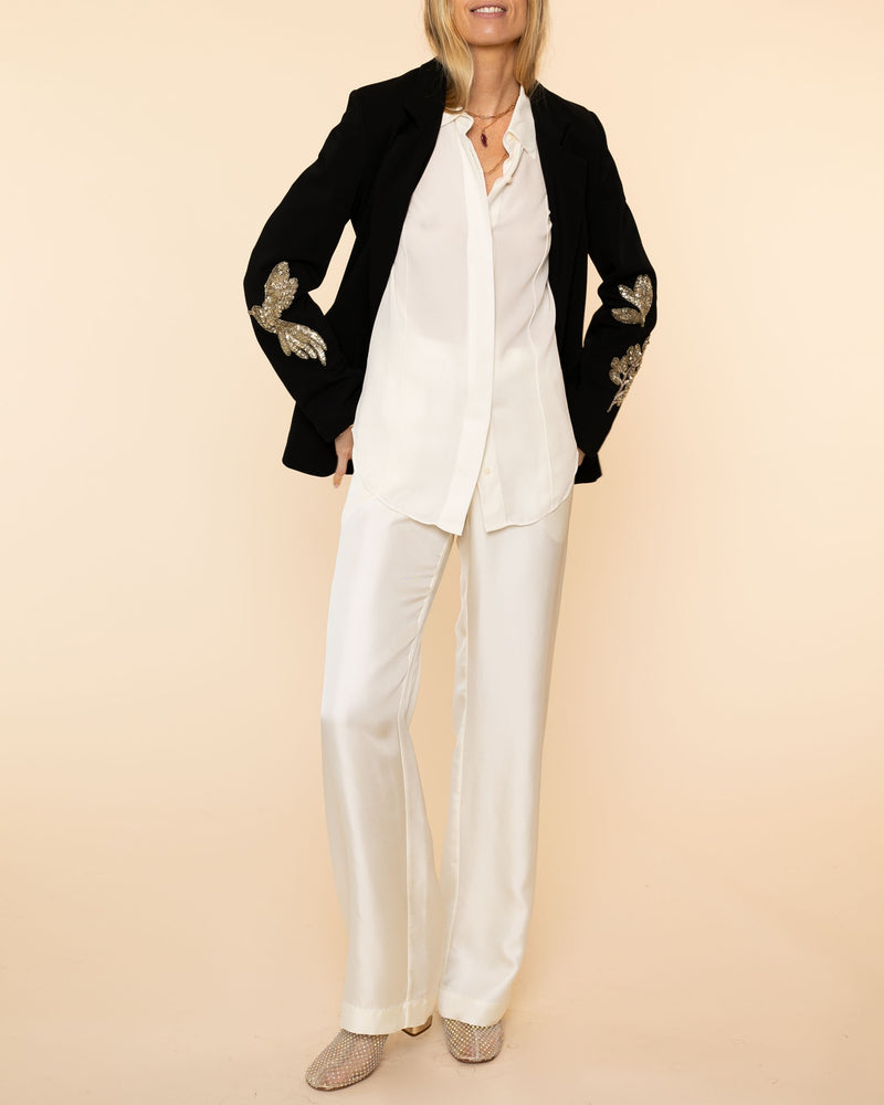 Embroidery Stretch Crepe Cady Jacket | Nero