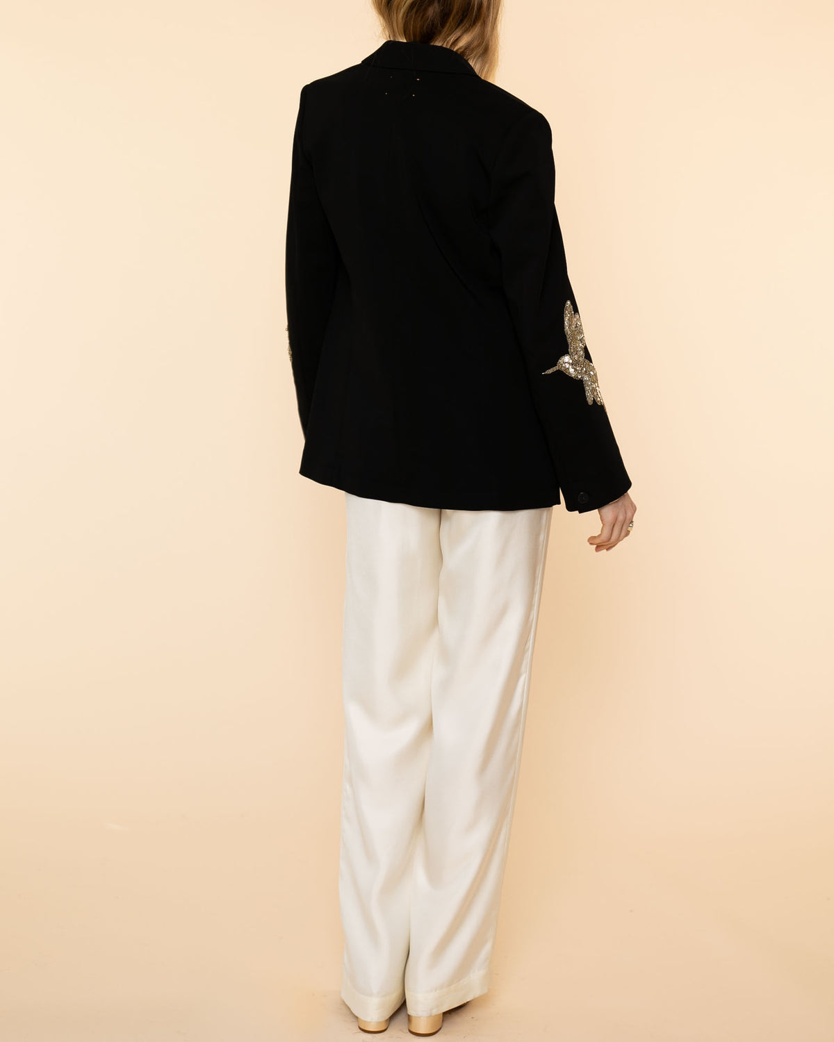 Embroidery Stretch Crepe Cady Jacket | Nero