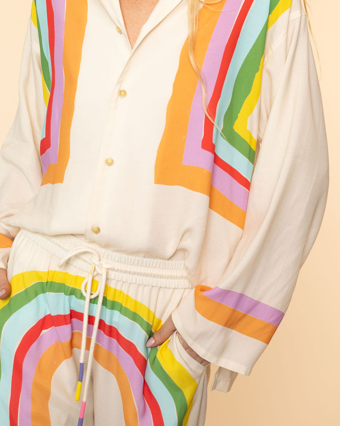 Stripe Pyjama Shirt | Ecru/Multi