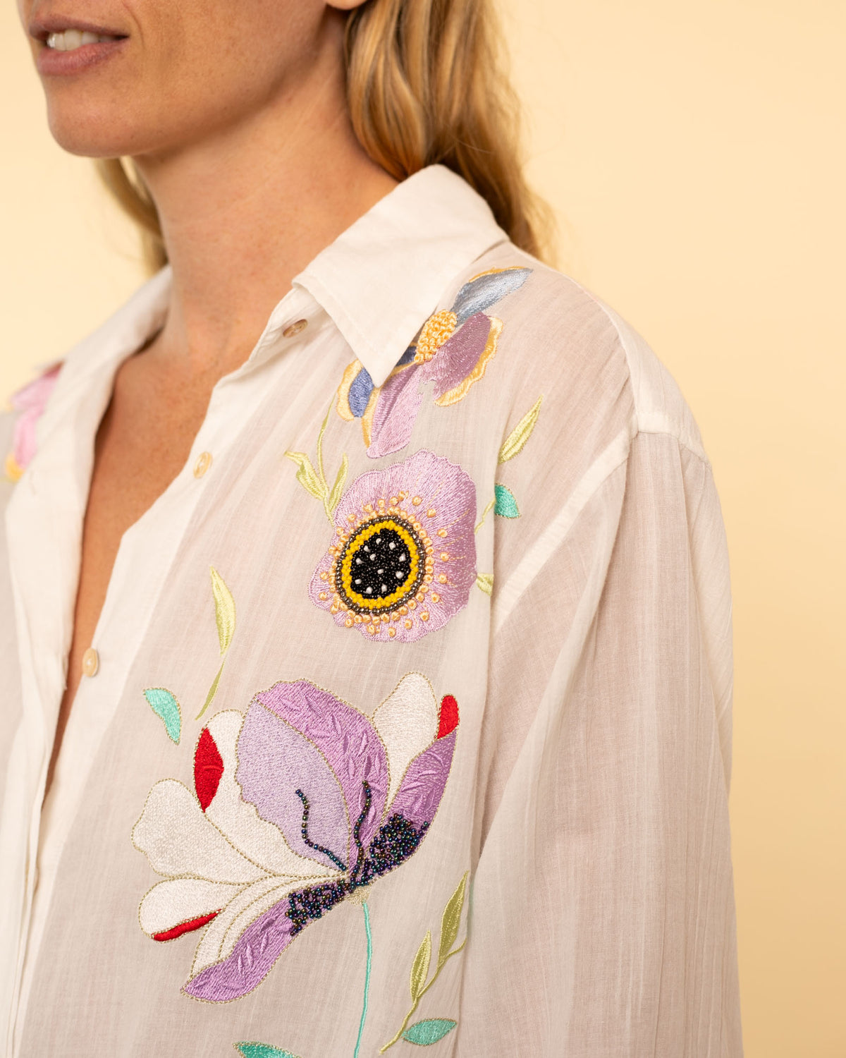 Heaven Embroidery Cotton Voile Shirt | Garden