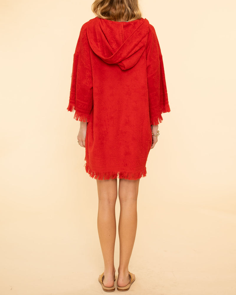 Alight Hooded Towel Mini Dress | Red