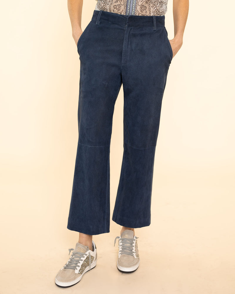 Suede Cropped Lowrise Trousers | Denim