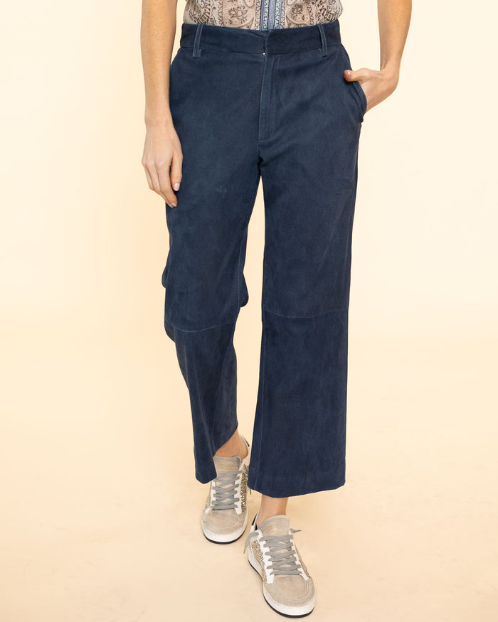 Suede Cropped Lowrise Trousers | Denim