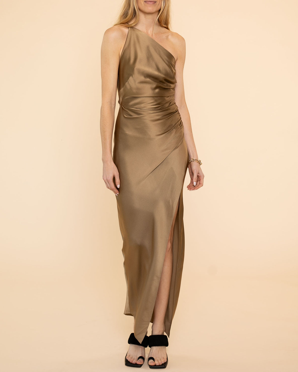 Asymmetrical Gathered Wrap Dress | Shiitake