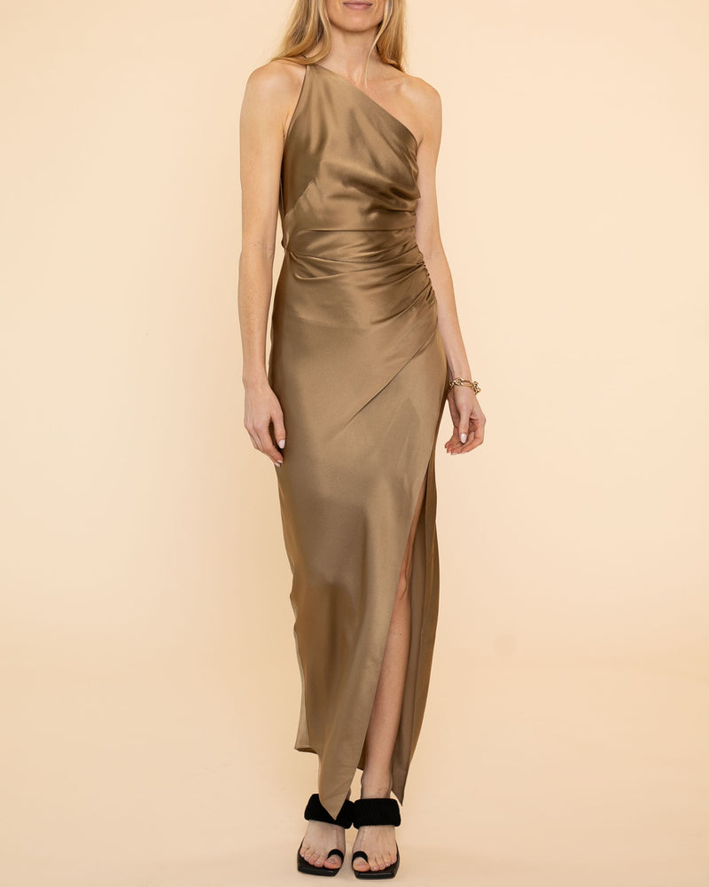 Asymmetrical Gathered Wrap Dress | Shiitake