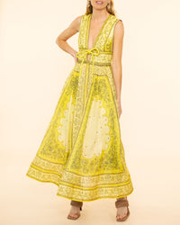 Matchmaker Bow Long Dress | Yellow Bandana