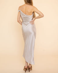 Asymmetrical Bardot Dress | Stone