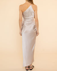 Asymmetrical Gathered Wrap Dress | Stone