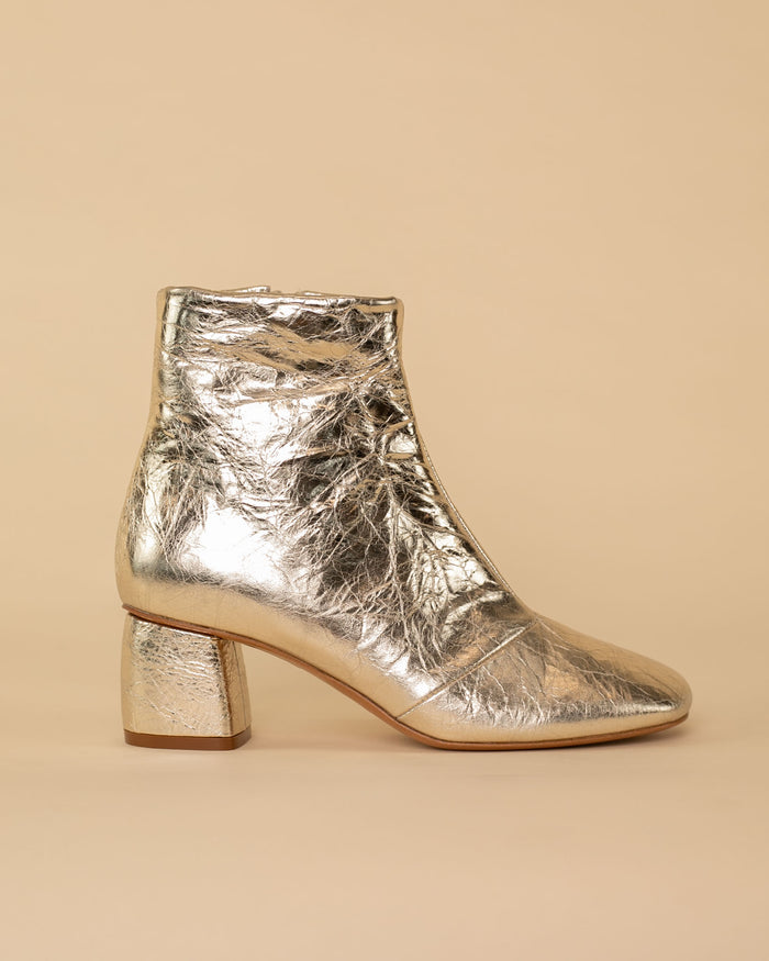 Craquel Leather Ankle Boot | Platino