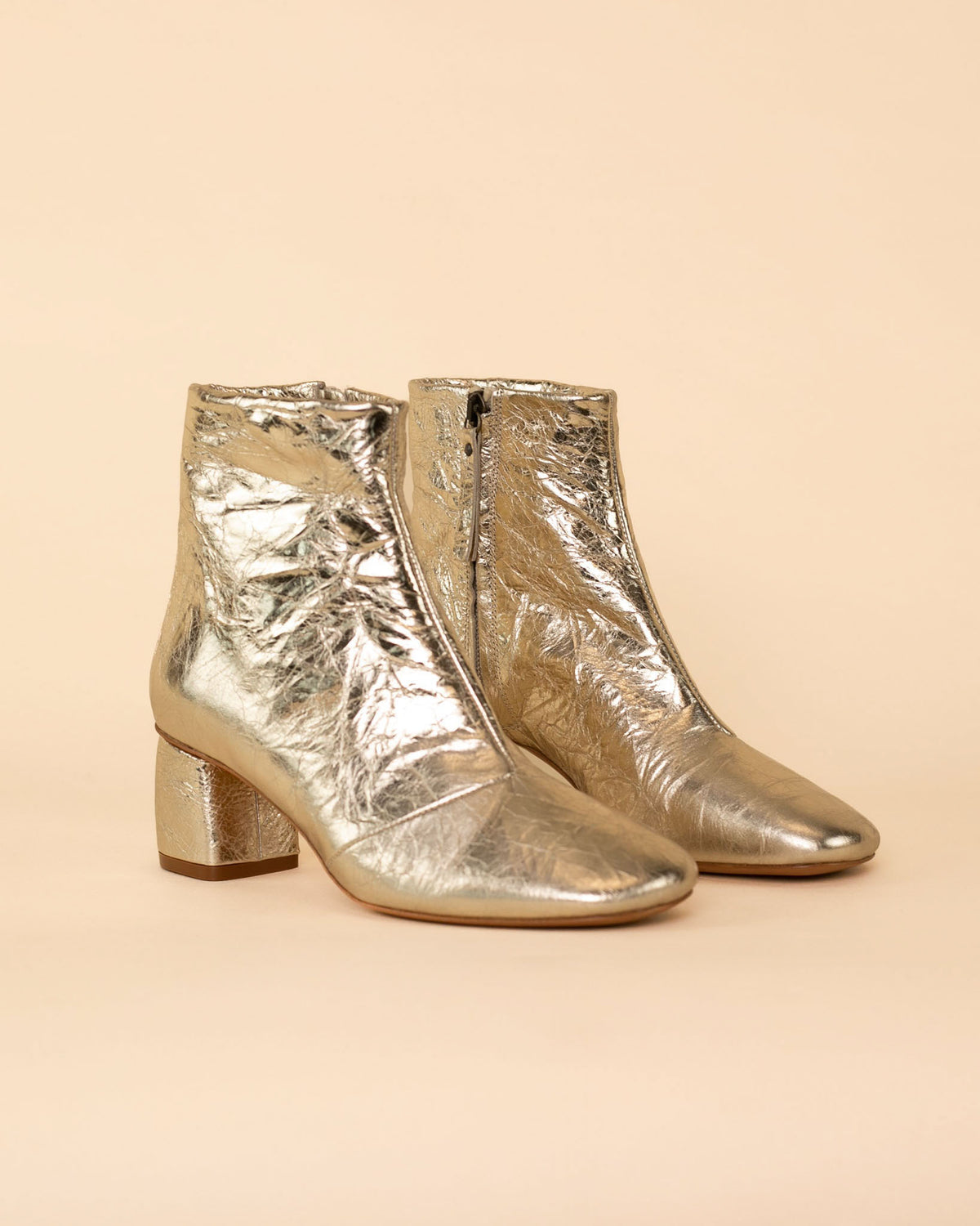 Craquel Leather Ankle Boot | Platino