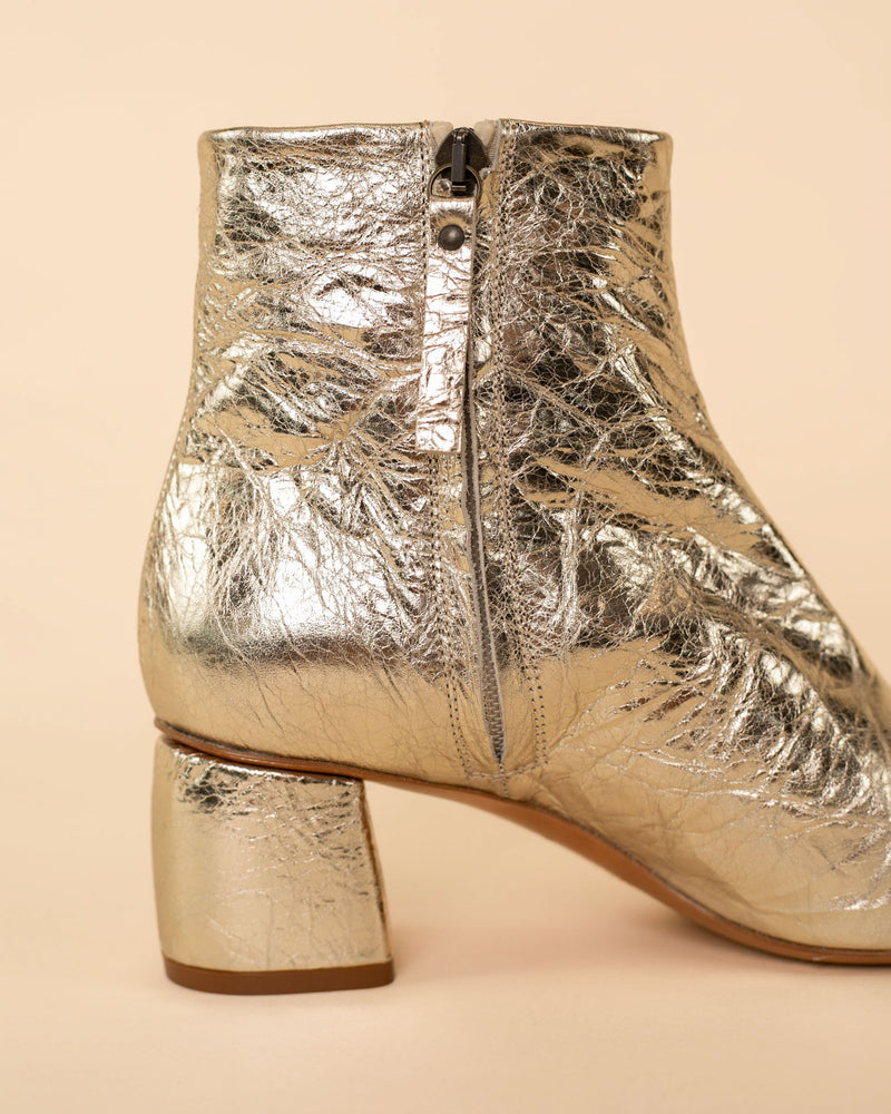 Craquel Leather Ankle Boot | Platino