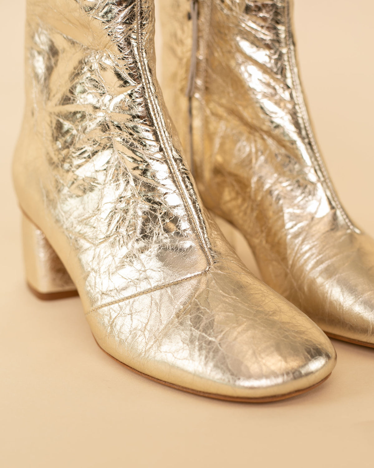 Craquel Leather Ankle Boot | Platino