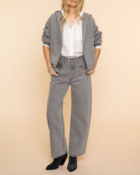 Leroy Mid Relaxed Bow Jean | Grey Stone Wash