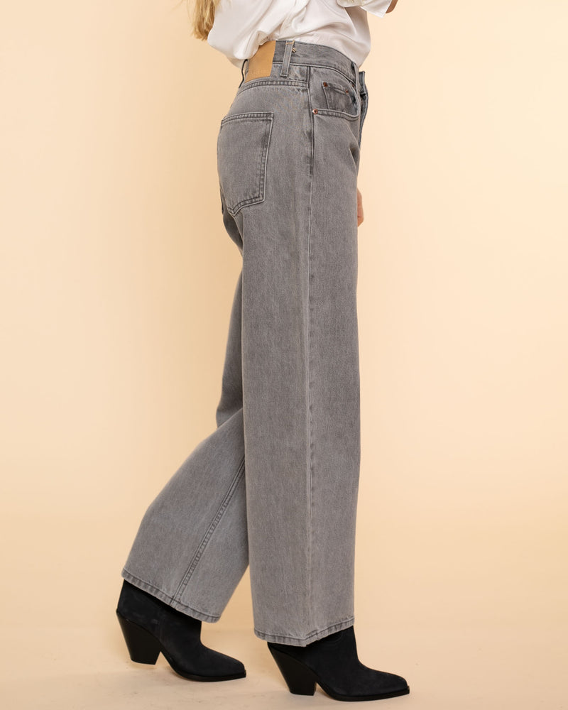 Leroy Mid Relaxed Bow Jean | Grey Stone Wash