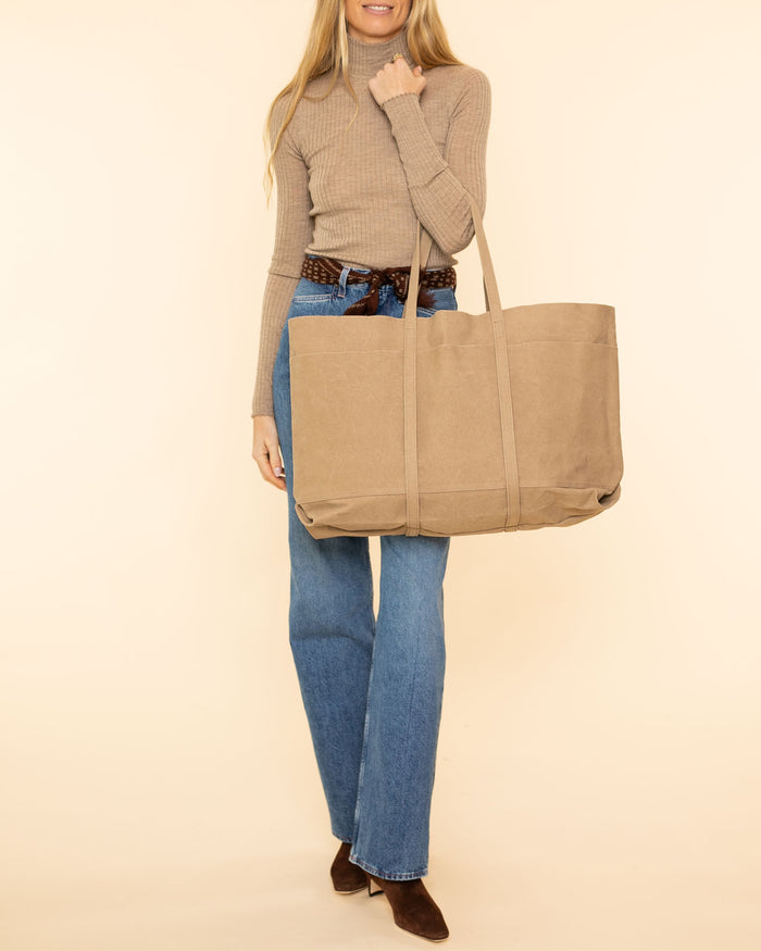 Washed Canvas 6pocket Tote L | Taupe