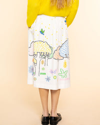 Anemone Poplin Forest Skirt | White/Multi