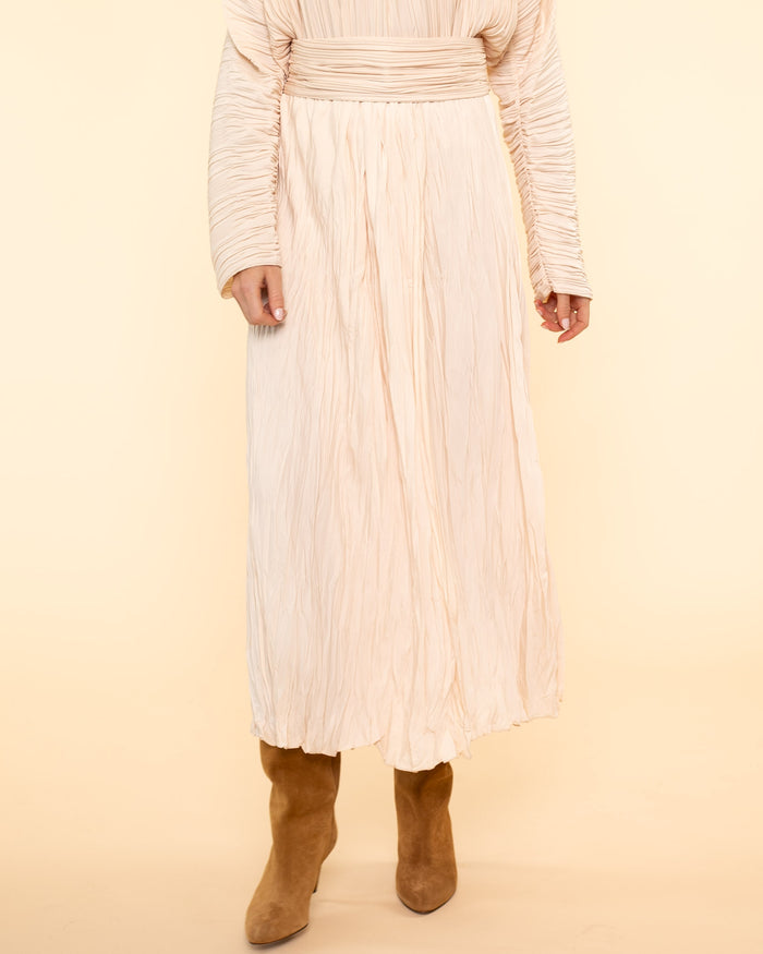 Pliss' Poly Crepe Skirt | Ivory