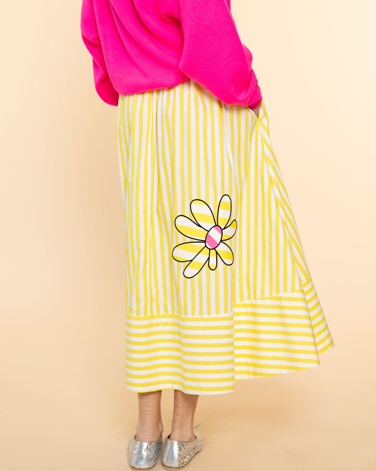 Dahlia Poplin Flower Skirt | Yellow/White