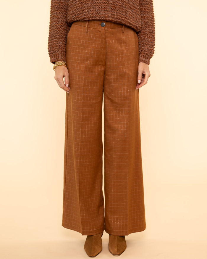 Batavia Silver Check Pant | Caramel