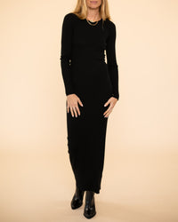 L/S Crewneck Maxi Dress | Black