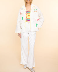 Embroidered Cali PJ Style Shirt | White