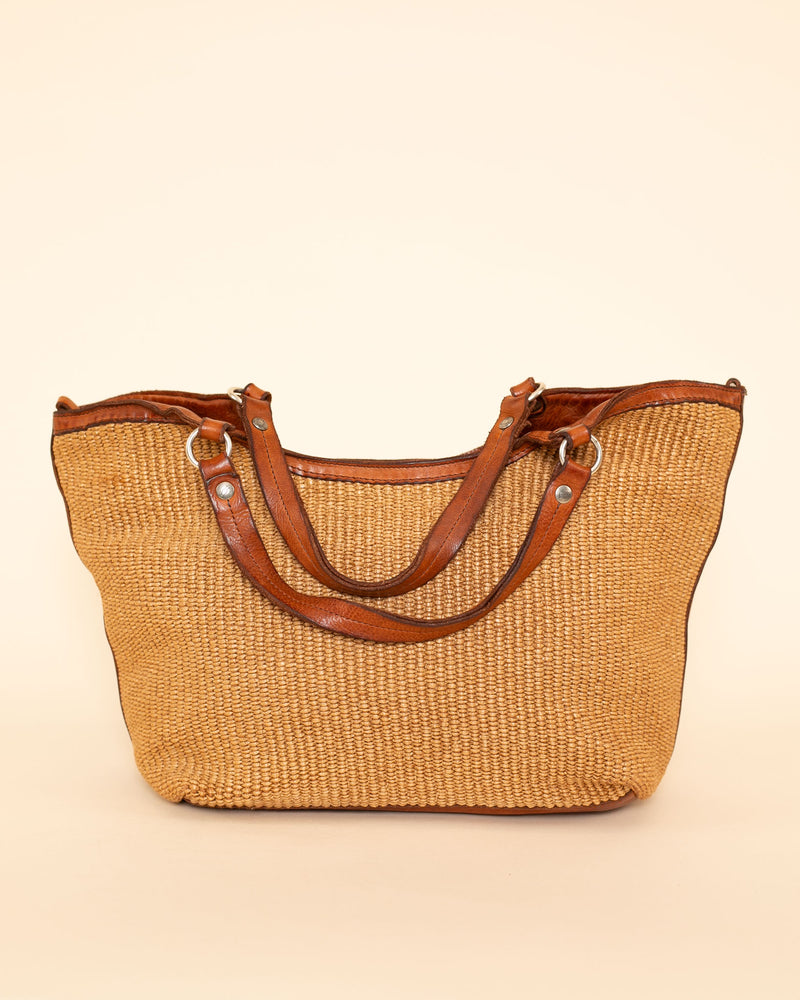 Straw Shopping Bag | Natural/Cognac