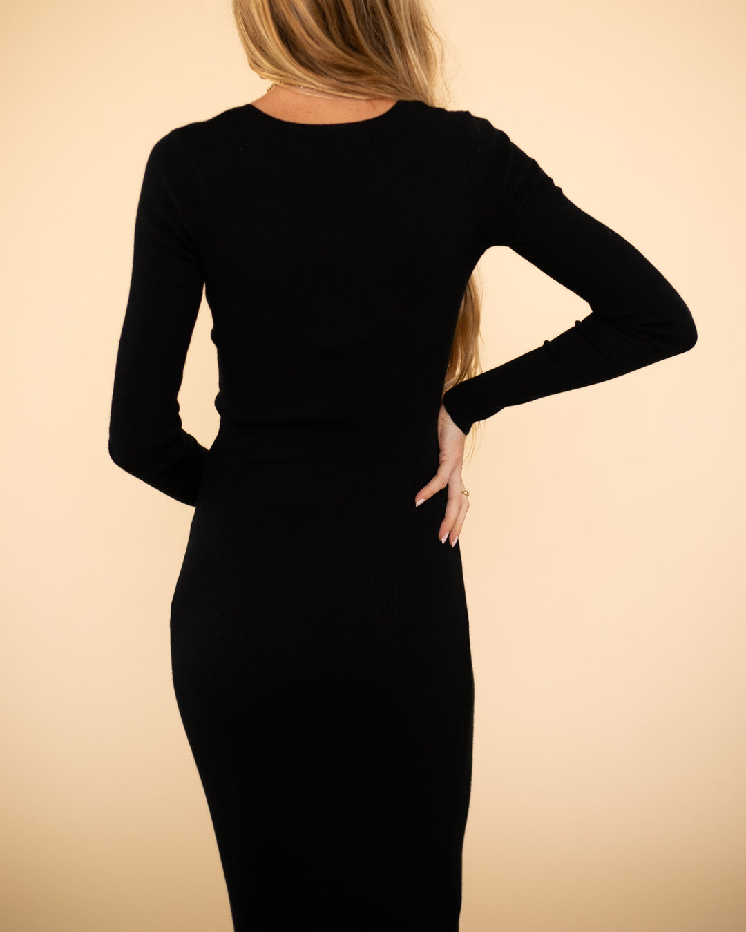 L/S Crewneck Maxi Dress | Black