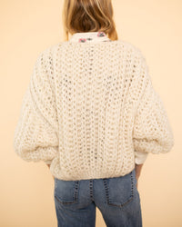 Cashmere Chunky Bomber Cardigan | Creme