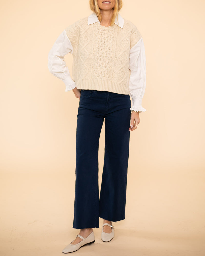 Devana Mixed Media Knit Sweater | Cream