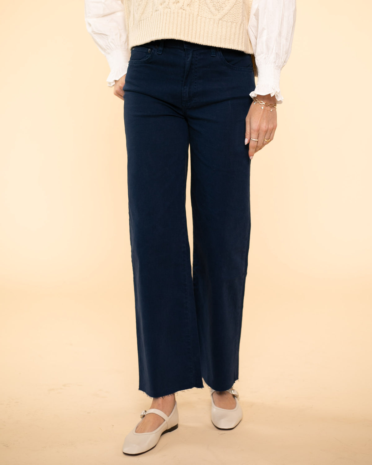 Crop Wide Leg | Navy