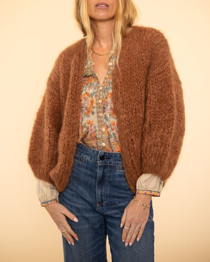 Mohair Big Cardigan | Brown