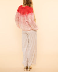 Dip Dyed Mohair Cable Knit Roundneck Sweater | Cerise