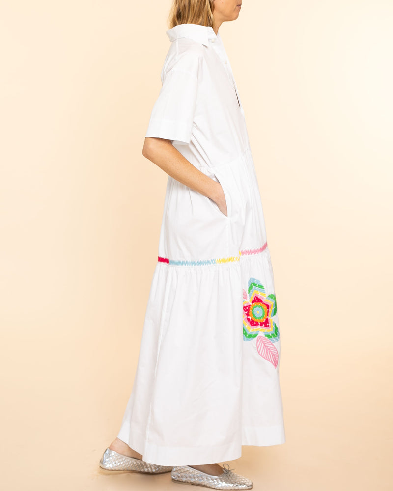 Plumeria Poplin Dress | White