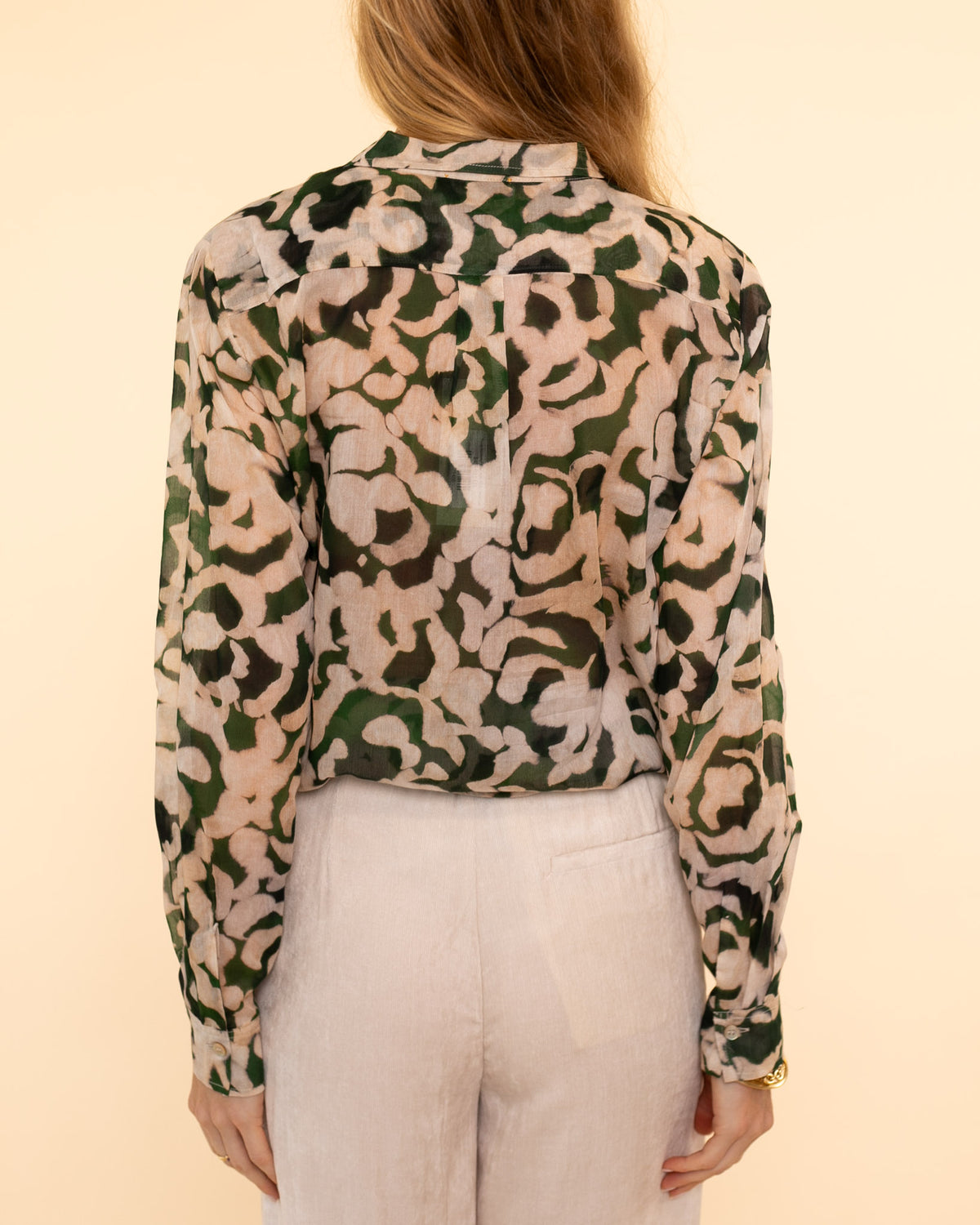 "Rose Alchemy" Print Voile Shirt | Malachite