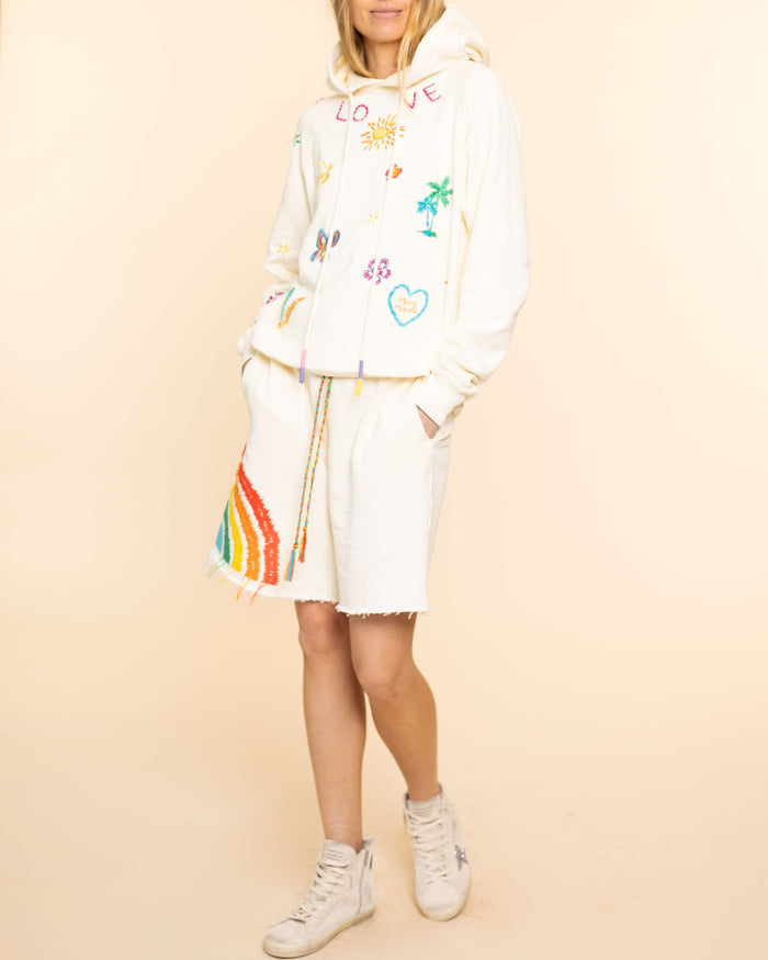 Embroidered Rainbow Shorts | Antique White